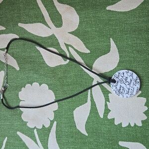 Tiffany & Co. Ireland Silk Black Cord Necklace with Bone Script Pendant 💫